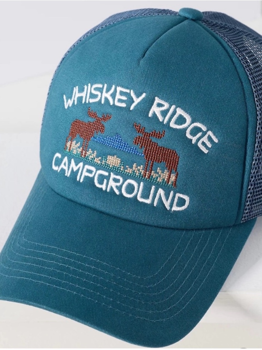Anthropologie Worn West Trucker Hat Turquoise Whiskey Ridge - Picture 4 of 6